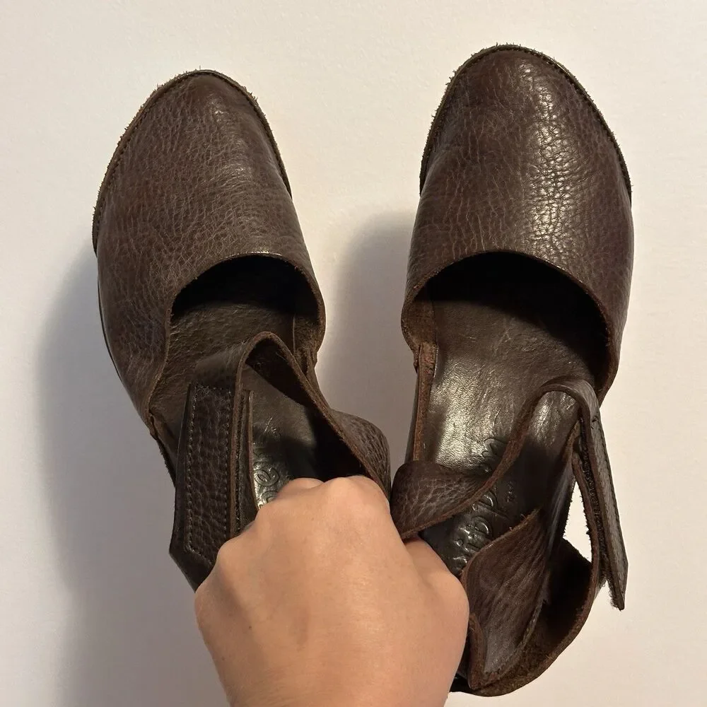 Trippen Germany Women's Brown Leather Edel Mary Jane Wedge EU 38 Lagenlook fairy